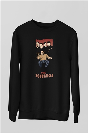 Sopranos Baskılı Unisex Siyah Sweatshirt