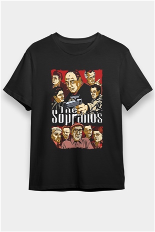 Sopranos Baskılı Unisex Siyah Tişört - Tshirt