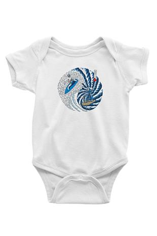Sörf Baskılı Beyaz Bebek Body - Zıbın