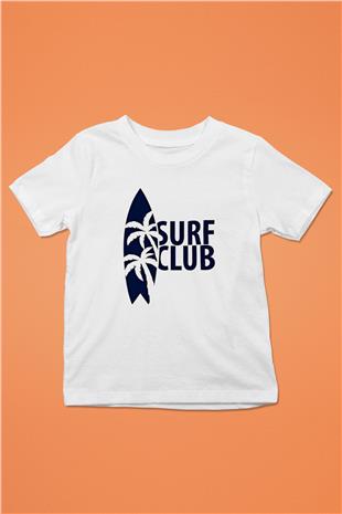 Sörf Baskılı Unisex Beyaz Çocuk Tişört - Tshirt