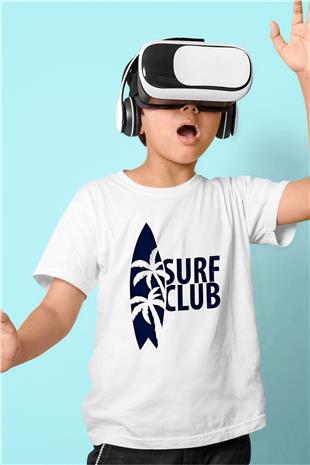Sörf Baskılı Unisex Beyaz Çocuk Tişört - Tshirt