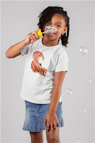Sörf Baskılı Unisex Beyaz Çocuk Tişört - Tshirt