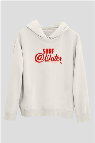 Sörf Baskılı Unisex Ekru Hoodie