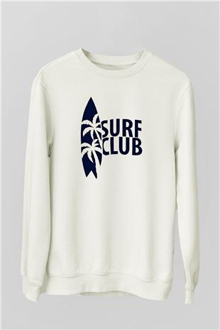 Sörf Baskılı Unisex Ekru Sweatshirt