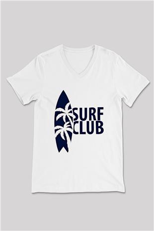 Sörf Baskılı Unisex V Yaka Tişört - Tshirt