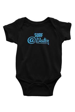 Sörf - Surfing Baskılı Unisex Siyah Bebek Body - Zıbın