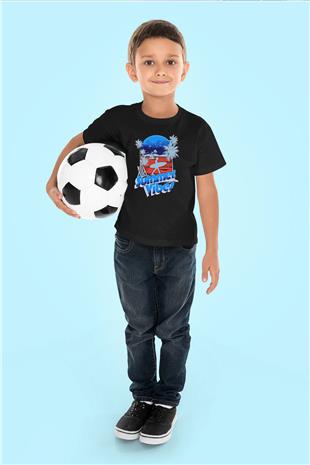 Sörf - Surfing Baskılı Unisex Siyah Çocuk Tİşörtü - Tshirt