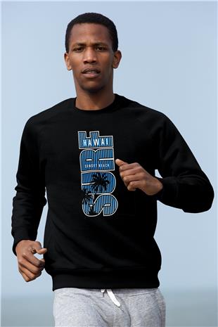 Sörf - Surfing Baskılı Unisex Siyah Sweatshirt