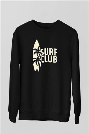 Sörf - Surfing Baskılı Unisex Siyah Sweatshirt