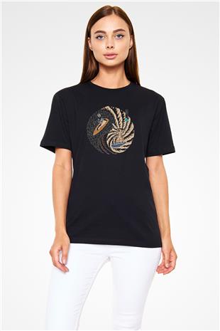 Sörf - Surfing Baskılı Unisex Siyah Tişört - Tshirt