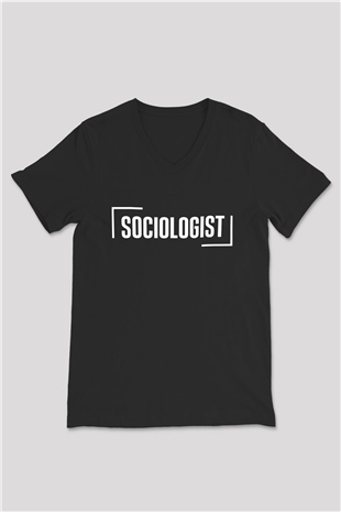 Sosyolog Siyah Unisex V Yaka Tişört