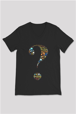 Sosyolog Siyah Unisex V Yaka Tişört T-Shirt