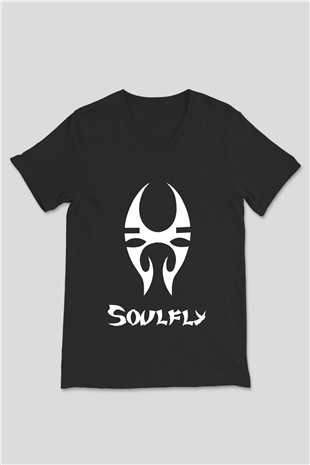Soulfly Siyah Unisex V Yaka Tişört T-Shirt