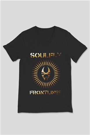 Soulfly Siyah Unisex V Yaka Tişört T-Shirt