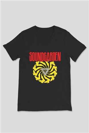 Soundgarden Siyah Unisex V Yaka Tişört T-Shirt