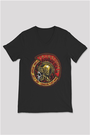 Soundgarden Siyah Unisex V Yaka Tişört T-Shirt