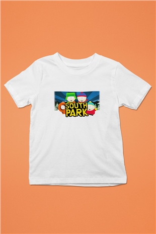 South Park Baskılı Beyaz Unisex Çocuk Tişört
