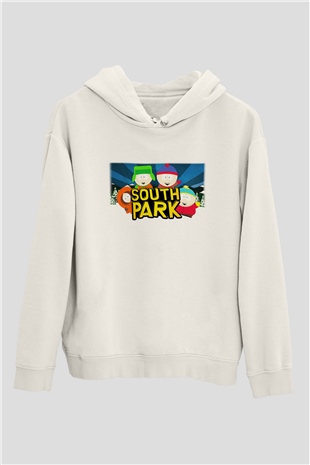 South Park Beyaz Unisex Kapşonlu Sweatshirt