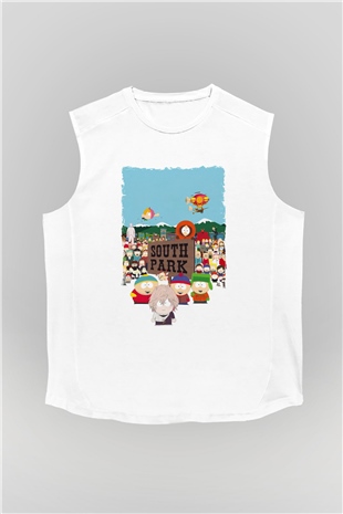 South Park Beyaz Unisex Kolsuz Tişört