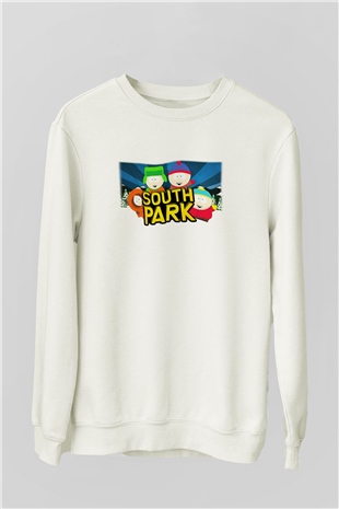 South Park Beyaz Unisex Sweatshirt
