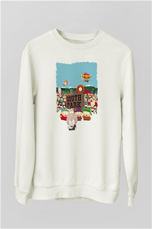 South Park Beyaz Unisex Sweatshirt