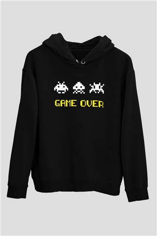 Space Invaders Siyah Unisex Hoodie