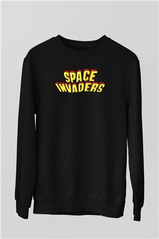 Space Invaders Siyah Unisex Sweatshirt