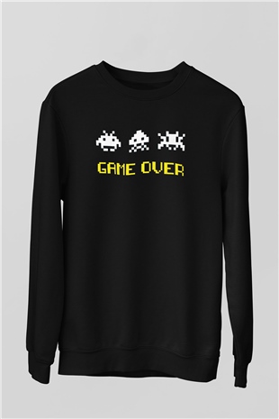 Space Invaders Siyah Unisex  Sweatshirt