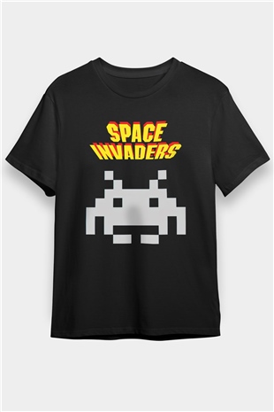 Space Invaders Siyah Unisex Tişört