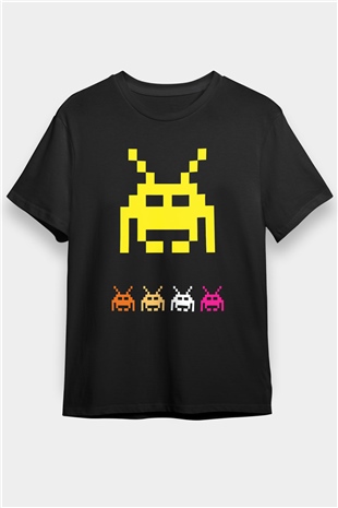 Space Invaders Siyah Unisex Tişört