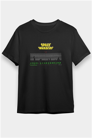 Space Invaders Siyah Unisex Tişört T-Shirt