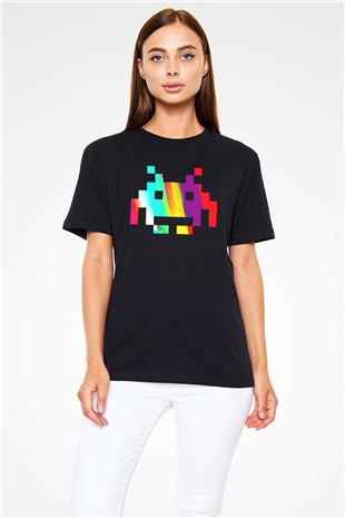 Space Invaders Siyah Unisex Tişört T-Shirt