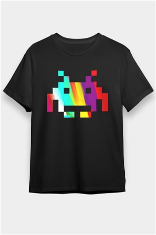 Space Invaders Siyah Unisex Tişört T-Shirt