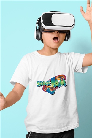 Space Jam Baskılı Beyaz Unisex Çocuk Tişört