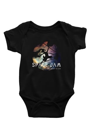 Space Jam Baskılı Siyah Bebek Body - Zıbın