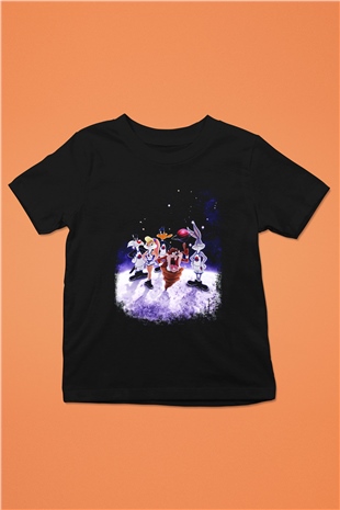 Space Jam Baskılı Siyah Unisex Çocuk Tişört