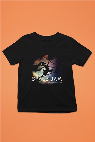 Space Jam Baskılı Siyah Unisex Çocuk Tişört