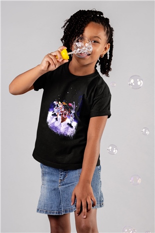 Space Jam Baskılı Siyah Unisex Çocuk Tişört