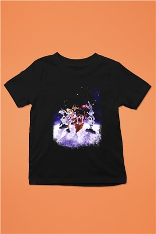 Space Jam Baskılı Siyah Unisex Çocuk Tişört