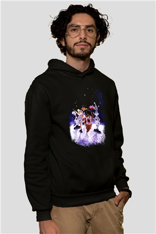 Space Jam Siyah Unisex Kapüşonlu Sweatshirt