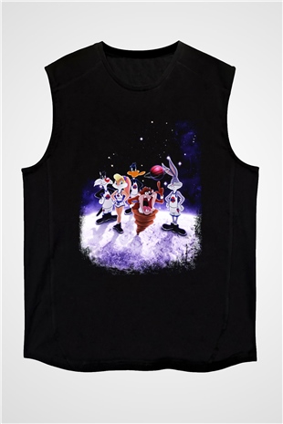 Space Jam Siyah Unisex Kolsuz Tişört