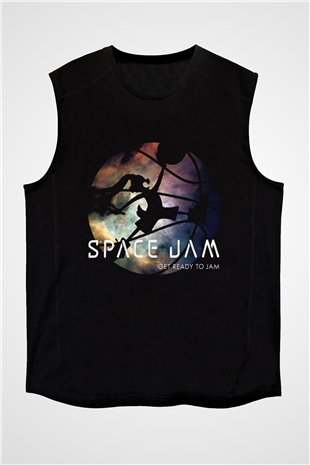 Space Jam Siyah Unisex Kolsuz Tişört