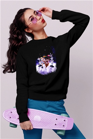Space Jam Siyah Unisex Sweatshirt