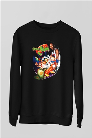 Space Jam Siyah Unisex Sweatshirt