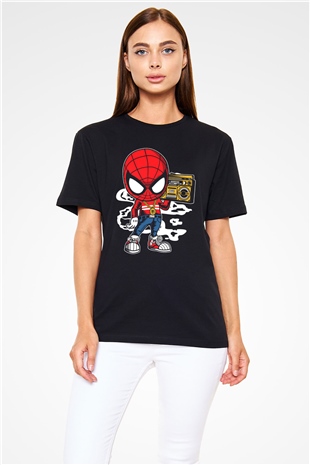 Spider Boombox Baskılı Siyah Unisex Tshirt
