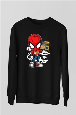 Spider Boombox Baskılı Siyah Unisex Tshirt