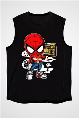 Spider Boombox Baskılı Siyah Unisex Tshirt