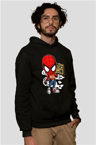 Spider Boombox Baskılı Siyah Unisex Tshirt
