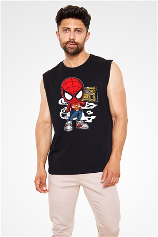 Spider Boombox Baskılı Siyah Unisex Tshirt