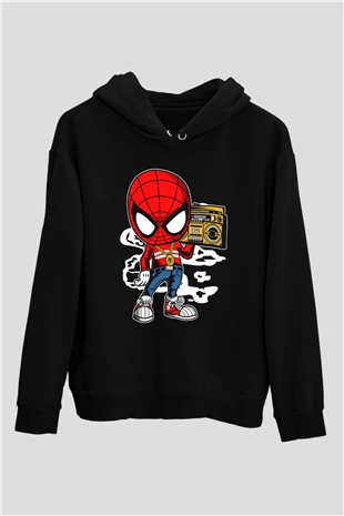 Spider Boombox Baskılı Siyah Unisex Tshirt